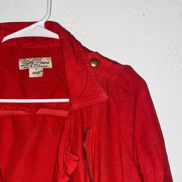 Lucky Brand Red Linen Moto Jacket - Picture 2 of 3